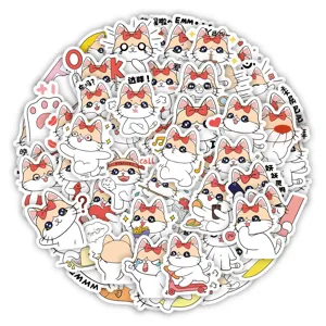 Lot de stickers chat dessin animé mignon autocollants vinyle imperméables pour carnet.