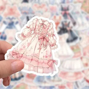 Pink lolita dress sticker cute aesthetic cartoon decal for phone laptop journal water bottle