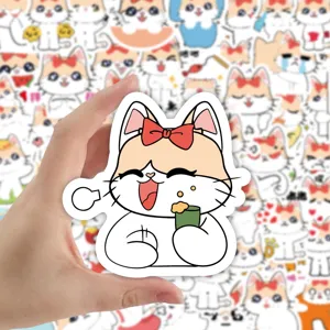 120 pcs autocollants étanches chat dessin animé mignon, jolis stickers déco pour carnet.