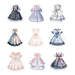 Cute Lolita princess dress stickers set anime aesthetic decorative stickers for phone cup
