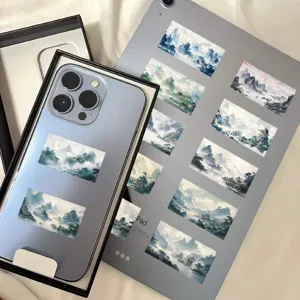 Chinese style landscape ink painting decorative stickers for journal and phone aesthetic design