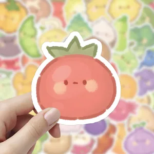 Simpatico adesivo di pomodoro in stile kawaii, decalcomania vegetale per custodia telefono