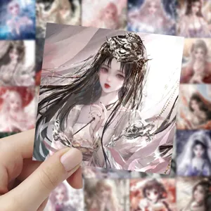 60 sheets ancient anime girl stickers, cute aesthetic waterproof decals for phone case cup.