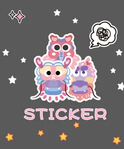 Detailed view of cute cartoon dragon stickers, perfect for luggage and phone case decoration.