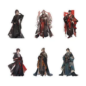 Set of 6 ancient Chinese style anime boy cartoon stickers for journal and phone case decoration.