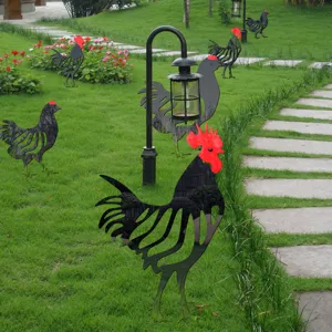 Acryl Hahn Gartenstecker Rasen Dekoration Hofkunst Silhouette Garten Detailansicht.