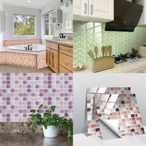Adesivo per piastrelle a mosaico in cristallo impermeabile per cucina e bagno, autoadesivo.
