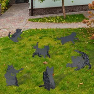Picchetti da giardino per gatti in metallo nero sagome d arte da cortile prato