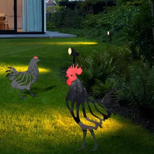 Acryl Hahn Henne Gartenstecker Yard Art Outdoor Rasen Dekoration Silhouette Set fur Garten