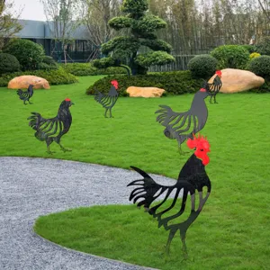 Acryl hahn henne gartenstecker gartendeko rasen deko figur skulptur outdoor ornament