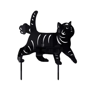 picchetto da giardino per gatti in acrilico nero simpatico artigianato decorazione prato