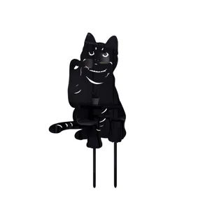 Paletto da giardino gatto in acrilico nero decorazione prato silhouette arte cortile.