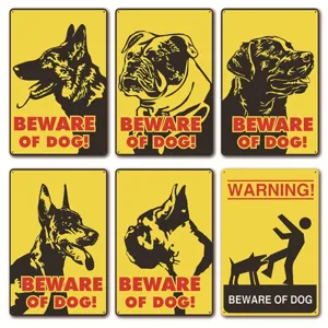 Retro Metal Tin Sign Caution Dogs Warning Notice Dog Breed Iron Painting For Outdoor Garden Yard Wall Decor