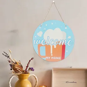Wooden beer hanging sign detail, summer farmhouse decor welcome doorplate for home decor.