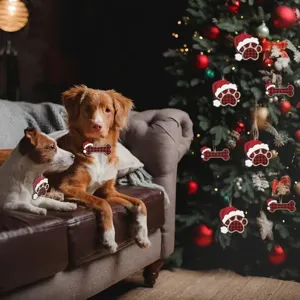 20pz vintage cane zampa osso natale legno sospeso ornamenti albero decorazioni animali