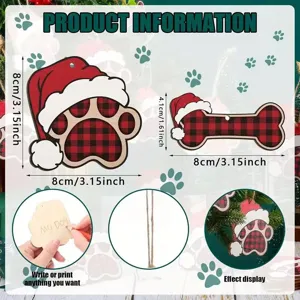 20pz ornamenti albero di natale in legno zampa cane osso quadri decorazione festa