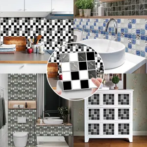 Sticker Carrelage Mosaïque 3D Imperméable Adhésif Mural pour Cuisine Salle de Bain Décoration