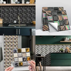 Stickers carrelage mosaique 3D impermeable autocollant pour cuisine et mur decoration
