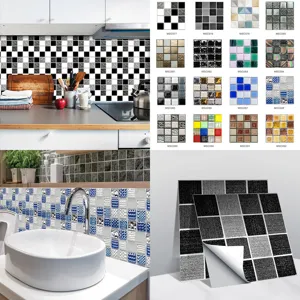 Autocollant de carrelage mosaïque 3D imperméable adhésif pour cuisine salle de bain décoration.