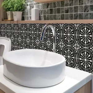 3D waterproof self-adhesive mosaic tile sticker for kitchen and bathroom home wall decor.