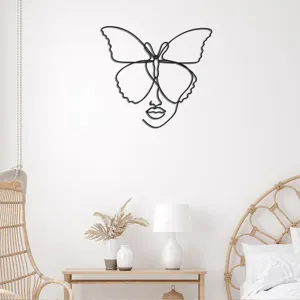 Abstrakte geometrische lijn vrouw vlinder acryl muursticker voor moderne woonkamer decoratie.