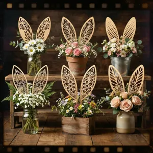 Inserts de fleurs en oreilles de lapin en bois évidé, parfait bricolage jardin déco pot.