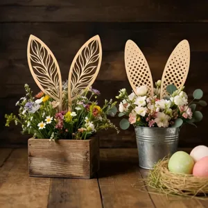 Piquets de plantes en bois oreilles de lapin pour pots, accessoires floraux DIY rustiques.