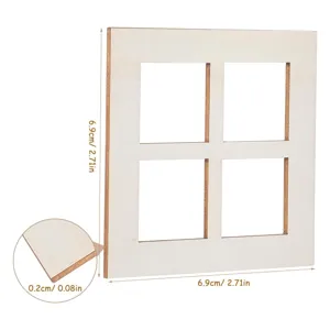 Wooden miniature four-grid window dollhouse furniture accessory DIY handmade toy home decor