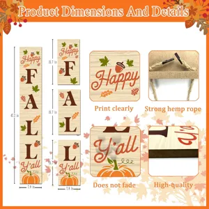 Panneau de porte vertical en bois d'automne avec impression claire et corde solide!