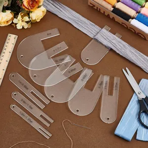 Clear acrylic fabric pleater sewing tool set for quick pleating and DIY garment making.