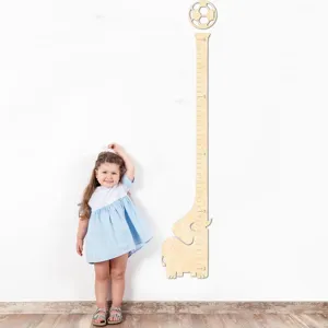 Wooden kids height growth chart giraffe wall ruler for nursery room growth tracker
