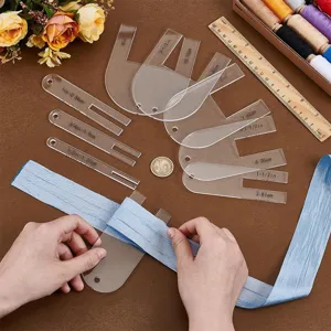 Acrylic Fabric Pleating Ruler Set Sewing Tool Dressmaking Folding Template