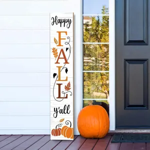 Panneau de porche vertical en bois pour automne decoration d'entree de ferme style rustique.