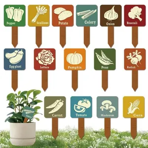 Wooden vegetable garden plant markers labels tags waterproof decorative stakes for potted herbs