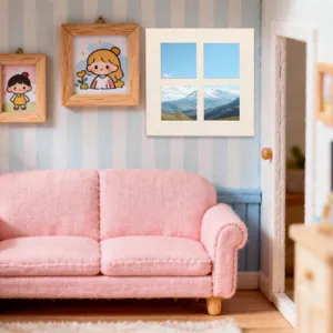 Miniature wooden 4-grid window dollhouse furniture DIY handmade doll house home decor accessory