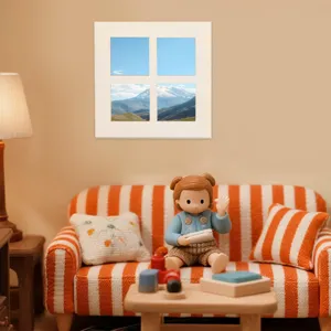 Wooden miniature four-grid window dollhouse furniture DIY handmade kids toy home decor