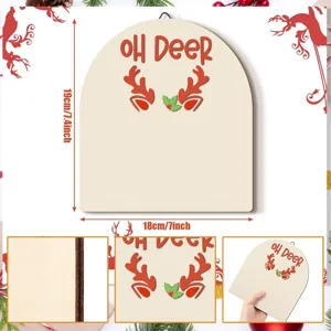 Wooden Christmas hanging sign DIY plaque with Oh Deer print and festive reindeer holiday decor.