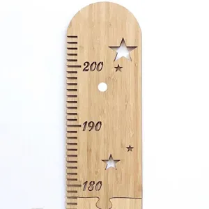 Wooden children height growth chart bamboo measuring ruler kids room nursery decor wall hanging