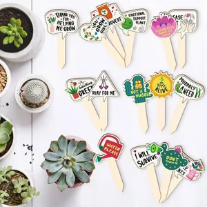 Wooden succulent plant labels with funny quotes plant markers garden stakes decor