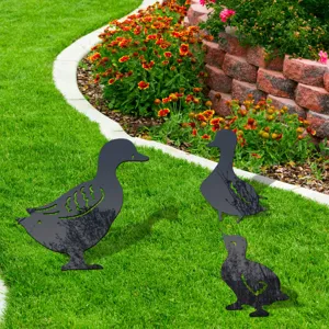 Acrylic Duck Family Garden Stake Yard Art Outdoor Lawn Decor Waterproof Black Silhouette Animal Ornament Yard Sign