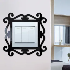 Black acrylic switch sticker European vintage style light switch decorative wall plate cover decor
