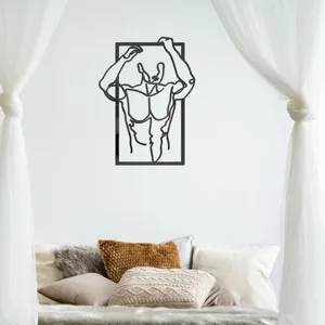 3D acrylic mirror wall sticker fitness muscle man art decor detail for bedroom wall