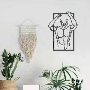 3D acrylic mirror wall sticker sexy muscle man line art home decor bedroom wall art decal