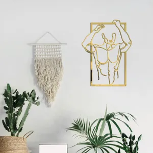 3D acrylic mirror wall sticker gold fitness muscle man art decor for bedroom home interior