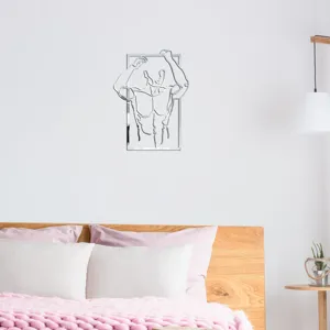 Acrylic muscle man mirror wall sticker details, modern fitness home decor for bedroom.