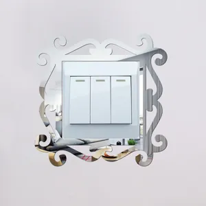 Decorative acrylic switch mirror wall sticker, European style decorative frame for home.
