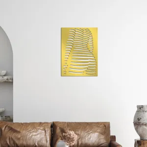 Adhesivo de pared de espejo acrilico 3D dorado silueta femenina abstracta para decoracion