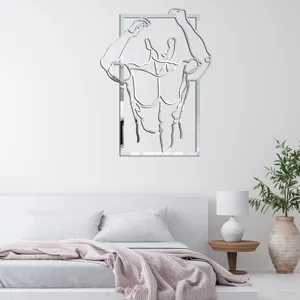 3D acrylic mirror wall sticker fitness muscular torso abstract art for modern bedroom decor