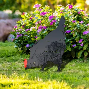 Acrylic garden stake chicken silhouette outdoor yard art lawn decoration flowerbed ornament