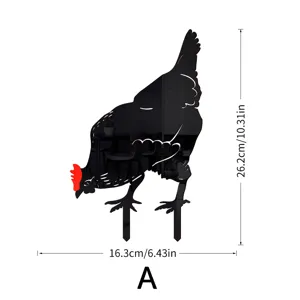 Acrylic Chicken Yard Art Stake Outdoor Garden Decoration Black Rooster Lawn Ornament